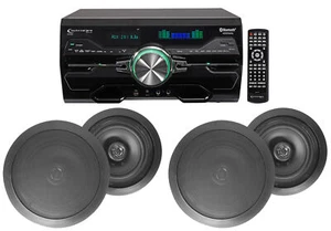 DV4000 4000w Home Theater DVD Receiver+(4) 6.5" Black Ceiling Speakers - Picture 1 of 12