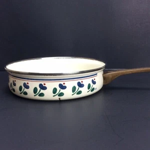 Vintage Asta Emaillegeschirr Pfanne elfenbein Keramik beschichtet Porzellanpfanne floral 80er - Bild 1 von 12