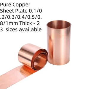 Pure Copper Sheet Plate 0.1/0.2/0.3/0.4/0.5/0.8/1mm Thick - 23 sizes available - Picture 1 of 5