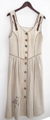 Damen Trachten Kleid ärmellos Leinen beige, Rock grau Gr. 38 v. Meico - Bild 1 von 2
