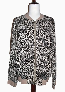 The Nines Light Weight Jacket Blazer L Animal Print Cream Zipper & Pockets  NWT - Picture 1 of 10
