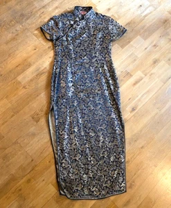 Edles japanisches Kleid ECHTE SEIDE gewebt Gold Schwarz gemustert Damen Größe 40 - Bild 1 von 7