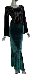 Bäres Maxi Skirt Velvet Victorian Gothic Pixie Green Size 36/38 - Picture 1 of 4