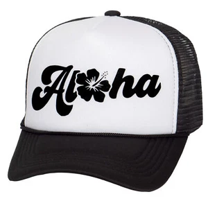 Mens Womens Aloha Flower Trucker Hat - Hawaii Hibiscus Snapback Cap, Aloha - Picture 1 of 4