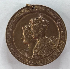 King George VI Coronation medal Leigh Town Issue copper Bronze 35 mm - Picture 1 of 3
