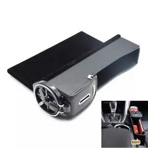 1 Pcs Car Right PU Leather Side Seat Gap Slit Storage Pocket Black Box Organizer - Picture 1 of 12