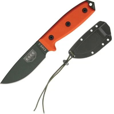Cuchillo Fijo ESEE Modelo 3 3.75" OD Verde 1095HC Hoja de Acero Naranja Mango G10 Foto 1 de 3