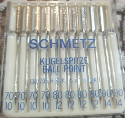 SCHMETZ SEWING MACHINE BALL POINT NEEDLES MIX SIZE 70-90 #PACK OF 10 (358) - Image 1 of 2