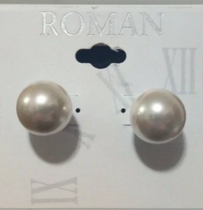 Extra Large Size Cream Color Off White Faux Pearl Stud Post Earrings Pierced Ear - Picture 1 of 5