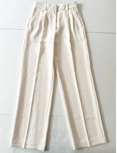 Aritzia Wilfred Crepette Pant Hose Damen 0 Creme High Rise Relaxed Office - Bild 1 von 11