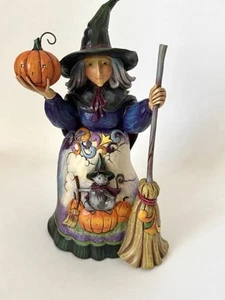 Jim Shore Bewitched Halloween Hexe mit Katze & Kürbis Figur 4016050 mit Box - Bild 1 von 17