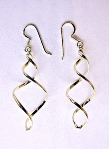 Ohrhänger durchbohrt Sterlingsilber Hänger gedreht Wirbel - Bild 1 von 2