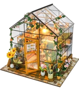 DIY Doll House kit Cathys Flower House, Miniature Greenhouse Craft Kit - Picture 1 of 4