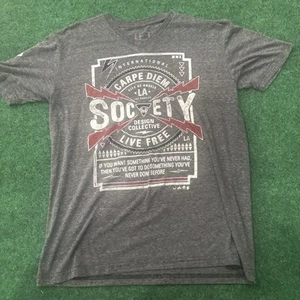 Society of Los Angeles T-Shirt Mens Large Gray Graphic Tee Carpe Diem Live Free - Picture 1 of 7