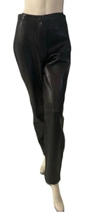 Lord & Taylor Damen Lederhose Größe 8 Schwarz High Rise Vintage 90er - Bild 1 von 10