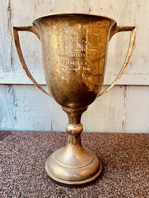 🏆 Trofeo de Plata Grande De Colección 10.5” Antigua Copa de Historia Premio Trofeos utilería Foto 1 de 4