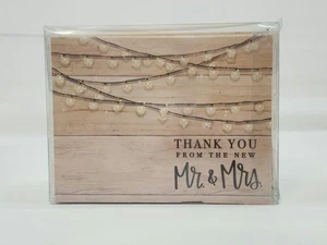 Wood & String Lights Rustic Wedding Thank you Cards & Envelopes 4"x5.25 50 Count - Picture 1 of 6