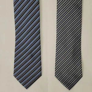 David Taylor Collection 2 Pack Men's Wide Ties Stripes & Check Styles 60" L - Picture 1 of 16