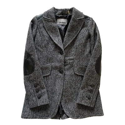 Blazer Guess Los Angeles 1981 Mujer Pequeño Cuero Borde Lana Oficina Deportes Abrigo Foto 1 de 4