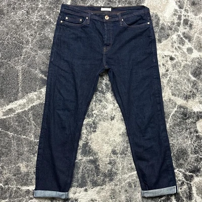 Pantalones de mezclilla con ribete The Unbranded Brand para hombre 35x30 (medido) cónicos UB222 lavado oscuro Foto 1 de 4