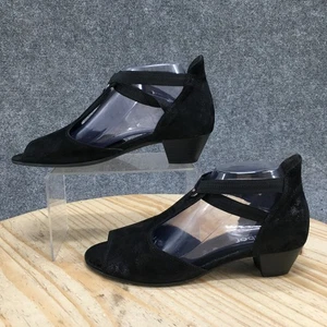 Gabor Sandals Womens US9 UK6.5 Casual Peep Toe Low Heels Ankle Strappy Black - Picture 1 of 18