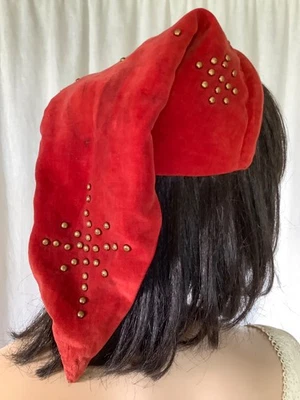 Sombrero plegable vintage años 40 gorra suave pañuelo diadema Shakespeare terciopelo Ren Fair Foto 1 de 4