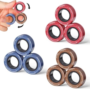 9 Stück Magnetringe Fidget Spielzeug für Erwachsene und Teenager Jungen, Fidget Stress Spinner R - Bild 1 von 4