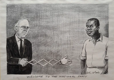 COLIN WHEELER B 1938 PEN INK CARTOON BOTHA APARTHEID SOUTH AFRICA GUARDIAN - Image 1 of 4