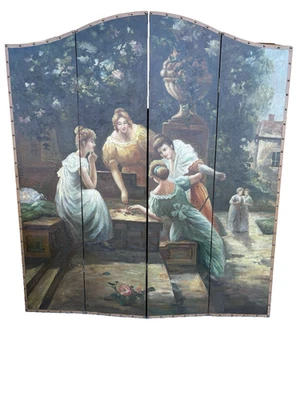 66989 Индивидуальная ручная роспись масло на холсте 4 секции комната разделитель туалетный экран - Изображение 1 из 4