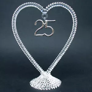 25th Twenty-Fifth Anniversary Glass Wedding Cake Topper - Picture 1 of 2