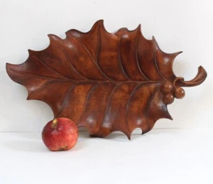 Très grand plat / corbeille à fruits forme feuille de chêne vintage - Picture 1 of 11