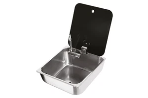CAMPERVAN RECTANGULAR SINK 350 x 320 x 150 W. GLASS LID - Picture 1 of 5
