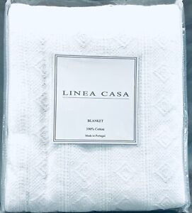 Linea Casa by SFERRA White Queen HIGH QUALITY Blanket Tight Weave Cotton Tricot