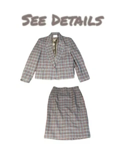 Falda vintage Pendleton 100 % lana virgen a cuadros 2 piezas para mujer talla 12 EE. UU. - Imagen 1 de 9