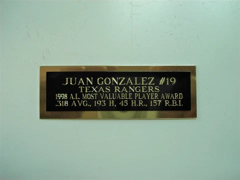 Juan Gonzalez Rangers 1998 AL MVP Award Baseball Card Plaque Nameplate 1" X 3" Cover