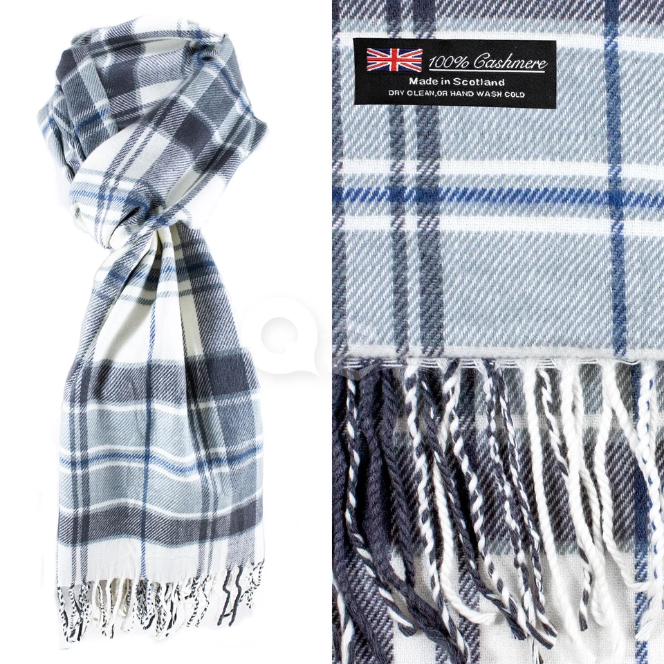 Hombres Mujeres Invierno Cálido Hecho en Escocia 100% CACHEMIRA Bufanda Bufandas Lana a Cuadros Foto 1 de 1