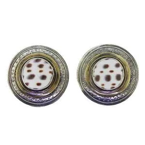 Tabra Vintage Ocean Shell Silver Circle Earrings - Picture 1 of 1