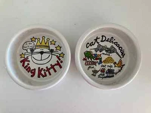 Vintage Fenix Research Katzenfutter Wassernäpfe Geschirr Steinzeug Catrinka 1995 2er Set - Bild 1 von 21