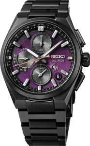 Seiko Astron GPS Solar 42mm Purple Dial Black Titanium Watch SSH171 - Picture 1 of 1