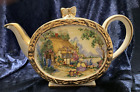 James Sadler Teapot English 1950's With Hand Painted Countryside Cottage scene
