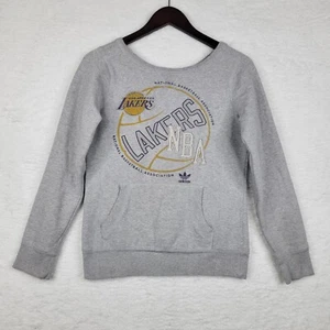 Vintage Adidas Lakers Sweatshirt Womens Small Gray Long Sleeve Pullover NBA - Picture 1 of 9