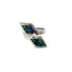 Vintage Old Eagle Mexico Abalone Inlay Silver Bypass Ring Size 6.5