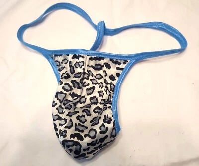 Men's BRAZILIAN G String Thong Bikini Beach Lingerie Underwear SATIN SNOW CAT - Image 1 of 3