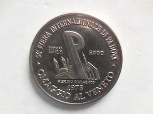 1978 5,000 lire silver token 56th Padua Fair the Venetian Villas - Picture 1 of 2