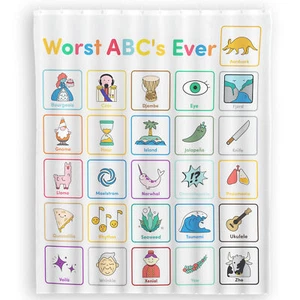 Juego de cortinas de ducha de poliéster Eucatus 60"" x 72"" divertido y malo ABC con herrajes - Imagen 1 de 8