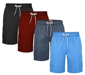Mens KAM BIG Plain Swim Cargo Shorts Beach Summer Mesh Lined 2-8XL - Picture 1 of 6