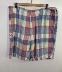 Tommy Bahama Linen Shorts Plaid 38 - Picture 1 of 9