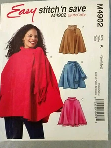 McCall M4902 PONCHO 4 variations S-M (8-10, 12-14) sewing pattern 2006 Uncut FF - Picture 1 of 5