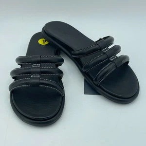 OLUKAI Tiare Slide Sandals Women Size 9 Black Triple Strap Cushioned Footbed NEW - Picture 1 of 8