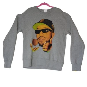 Larry June Made Orange Print Tour 2021 Crewneck Sweatshirt Sz M Gray Streetwear - Picture 1 of 3